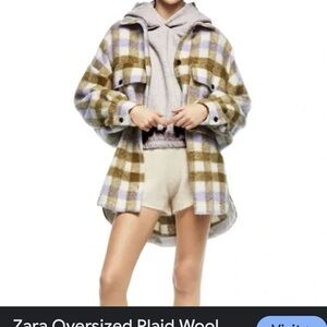 Zara Plaid Teddy Jacket - Brown and Lavender oversized, XS runs big.